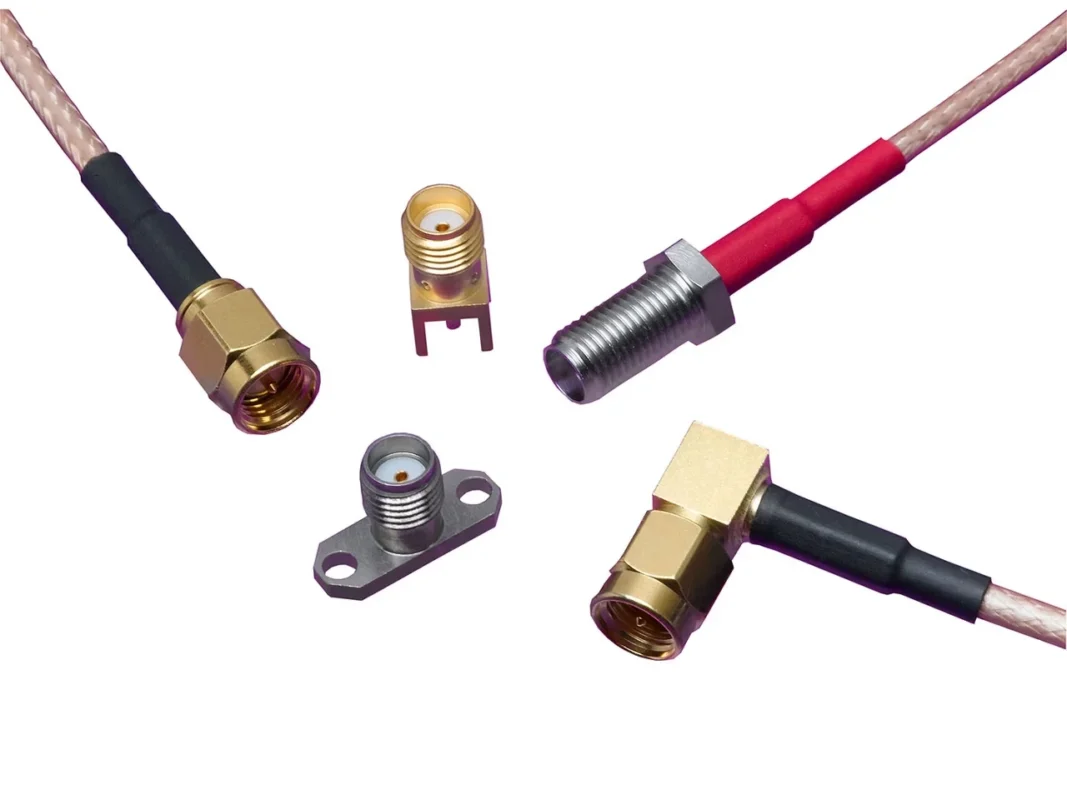 High frequency RF test cable assemblies with multiple connectors High frequency RF test cable assemblies with multiple connectors
