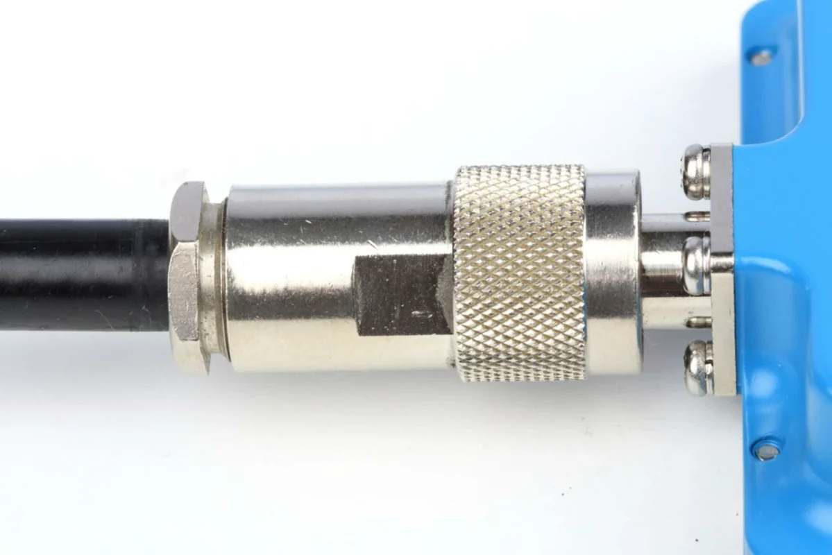 N Type coaxial connector installed on RF cable assembly N Type coaxial connector installed on RF cable assembly