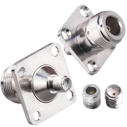 N Type SMA bulkhead adapter with flange mounting for RF equipment N Type SMA bulkhead adapter with flange mounting for RF equipment