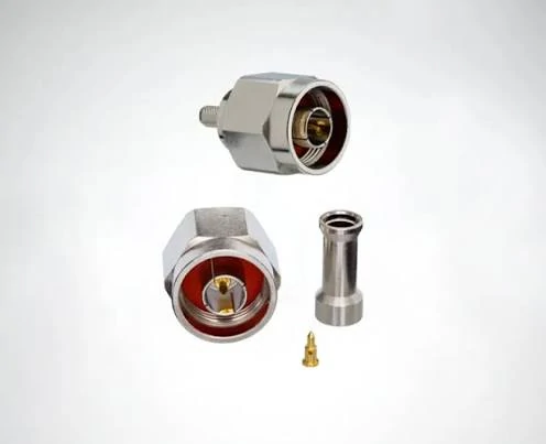 RF adapter connector with male and female interfaces for coaxial signal conversion applications RF adapter connector with male and female interfaces for coaxial signal conversion applications