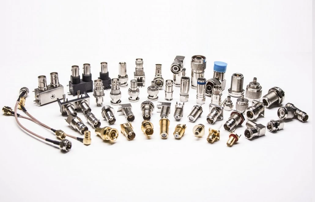 Different RF connector types including SMA BNC N Type and coaxial adapters Different RF connector types including SMA BNC N Type and coaxial adapters