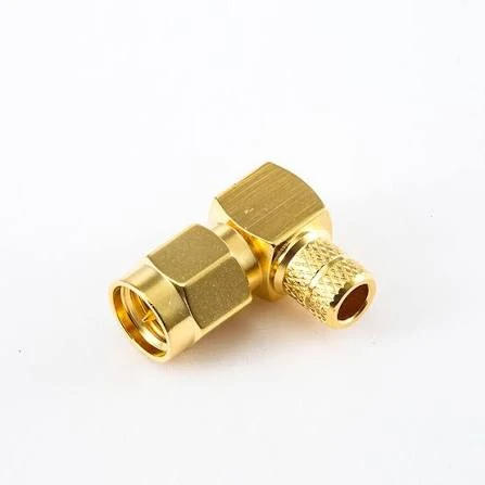 Right angle SMA male connector for compact RF cable assembly and limited space installatio Right angle SMA male connector for compact RF cable assembly and limited space installatio