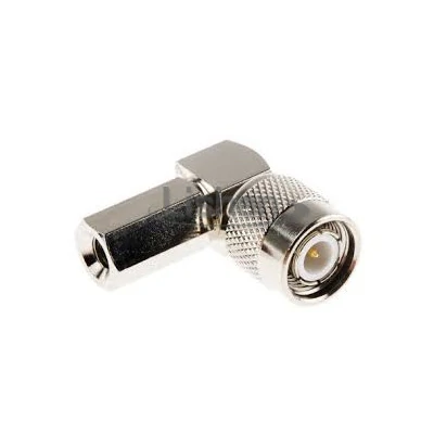 Right angle TNC male RF adapter for coaxial cable connection in limited installation space Right angle TNC male RF adapter for coaxial cable connection in limited installation space