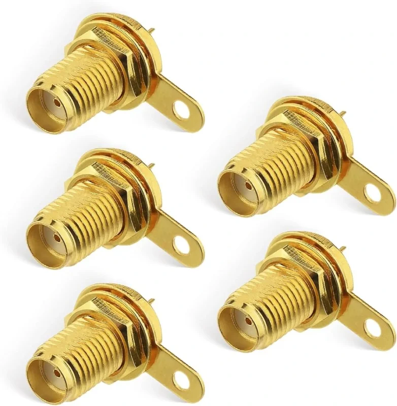 SMA bulkhead connector with panel mount design for RF enclosure and antenna applications SMA bulkhead connector with panel mount design for RF enclosure and antenna applications