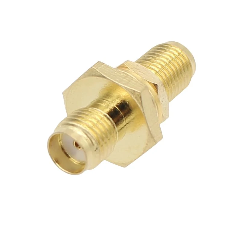 SMA female bulkhead adapter with threaded mounting body for RF panel installation SMA female bulkhead adapter with threaded mounting body for RF panel installation
