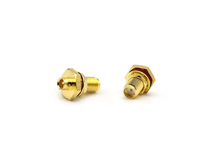 SMA female bulkhead connector with mounting nut for RF equipment installation SMA female bulkhead connector with mounting nut for RF equipment installation