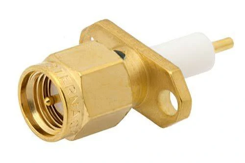 SMA flange bulkhead connector with mounting holes for RF equipment panels SMA flange bulkhead connector with mounting holes for RF equipment panels