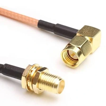 SMA to N type bulkhead RF cable assembly with coaxial cable SMA to N type bulkhead RF cable assembly with coaxial cable