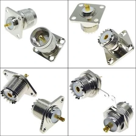 SO239 panel mount UHF connector structure with flange mounting design SO239 panel mount UHF connector structure with flange mounting design