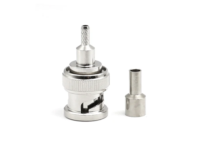 BNC crimp RF connector with ferrule for coaxial cable assembly and RF test connection BNC crimp RF connector with ferrule for coaxial cable assembly and RF test connection