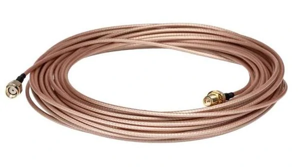 Long coaxial WiFi antenna extension cable with SMA connectors for RF signal connection Long coaxial WiFi antenna extension cable with SMA connectors for RF signal connection