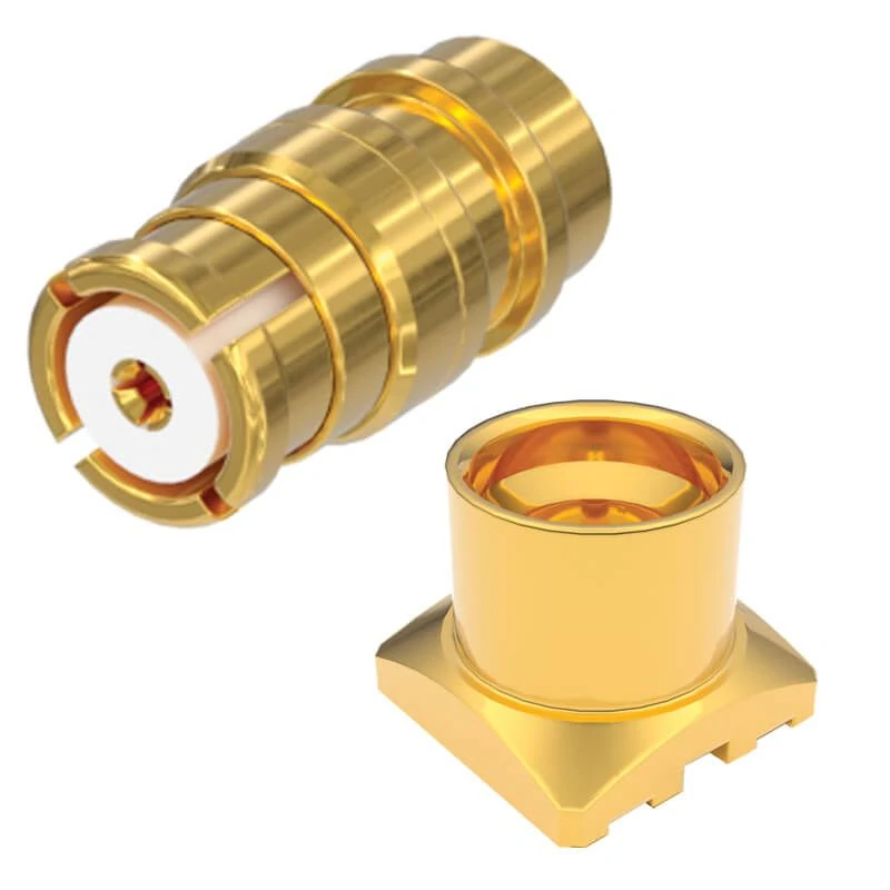 SMP push-on RF test connector for high frequency test fixtures and compact RF modules SMP push-on RF test connector for high frequency test fixtures and compact RF modules