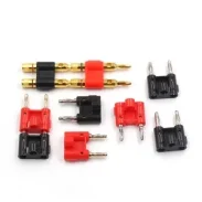 4mm Double Banana Plug Gold-plated Double Row One-piece Audio Speaker Test Line Lantern Free Welding Head Terminal1