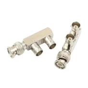 Bnc-jkk Three-way Bnc Male To Double Female F-type All-copper Q9 Rf Adapter1
